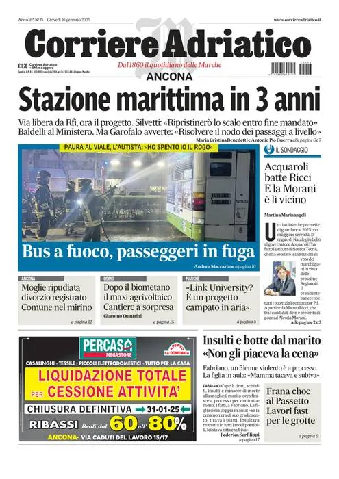 Prima-pagina-corriere adriatico-edizione-di-oggi-16-01-2025